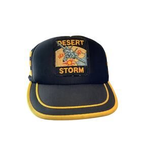 Vintage Operation Desert Storm Trucker Hat Cap Air Force Black Snapback War US